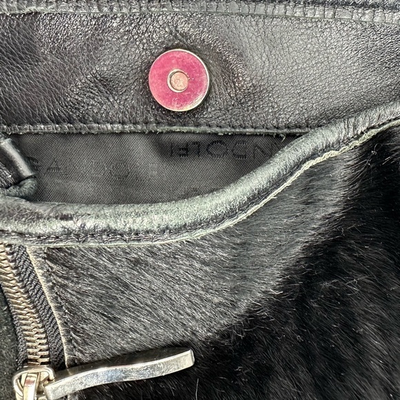 Roberta Gandolfi Black Leather & Calf Hair Hobo Bag Embossed Reptile & Zippers - Picture 8 of 10